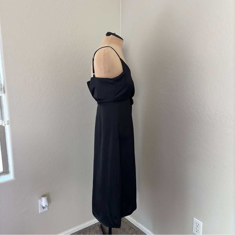 CHELSEA28 Side Tie Satin Dress in Black Size Small NEW - Picture 7 of 15